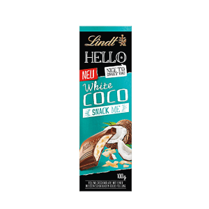 LINDT HELLO TAFEL CRUNCHY COCONUT 100G X 12
