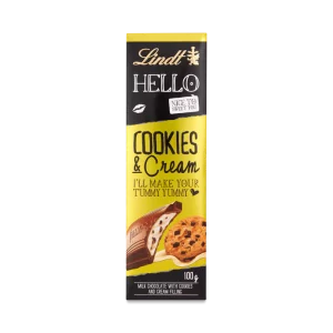LINDT HELLO TAFEL COOKIES & CREAM 100G X 12